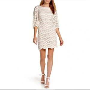 Eliza J Ivory Floral Lace Shift Dress 20W Mini Cocktail‎ Party Wedding Guest